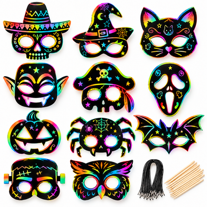Halloween Scratch Art Mask Set