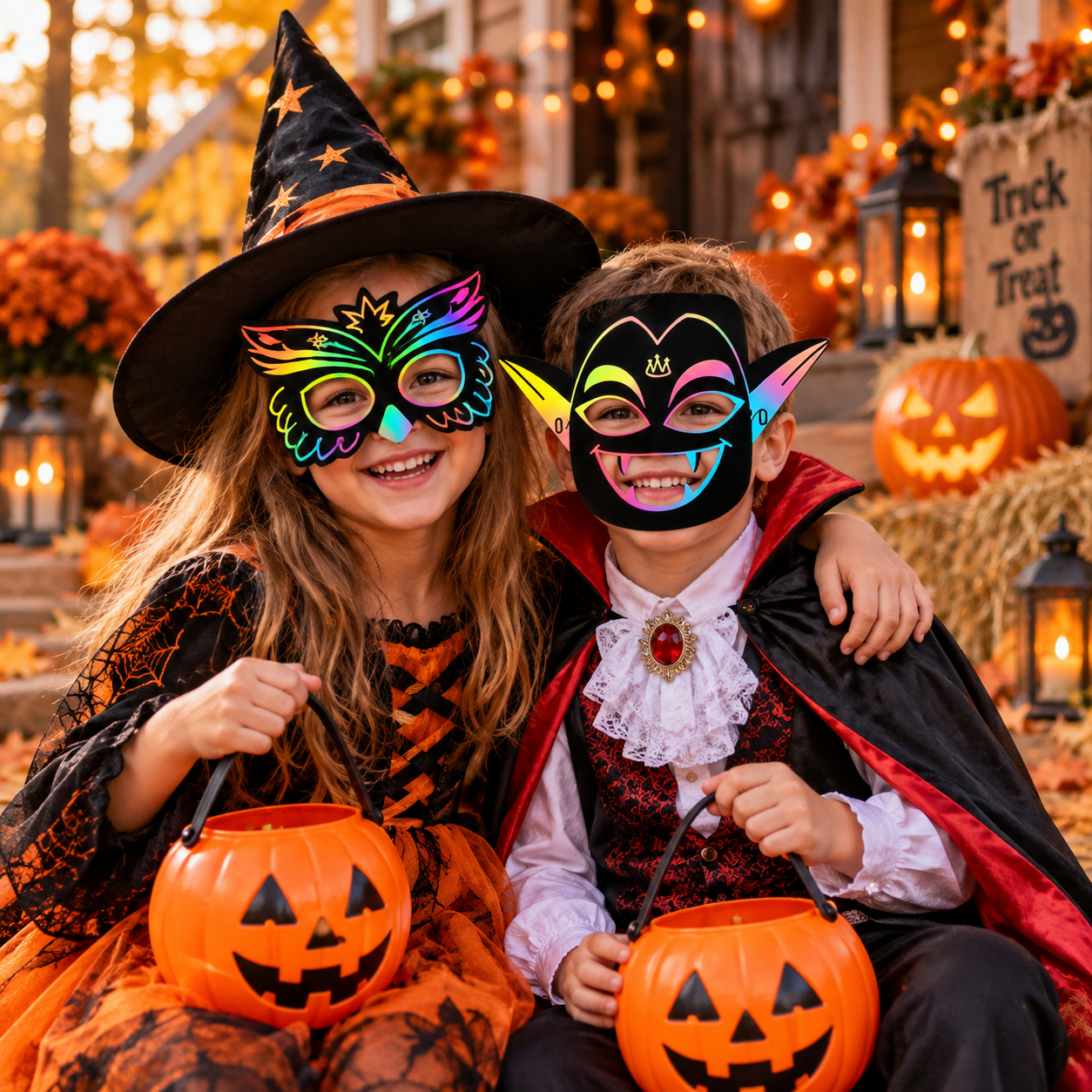 Halloween Scratch Art Mask Set