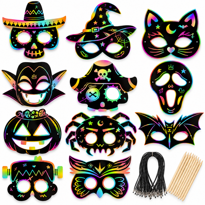 Halloween Scratch Art Mask Set
