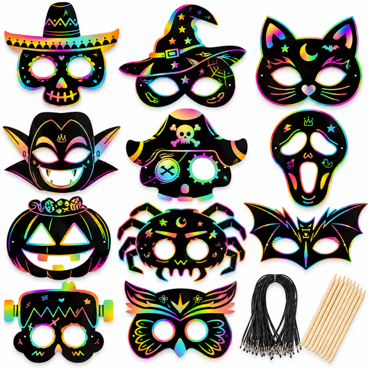 Halloween Scratch Art Mask Set